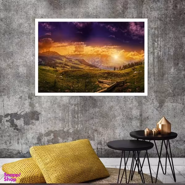 تابلو بکلیت طرح طبیعت و غروب مدل قاب شاسی W-s7986