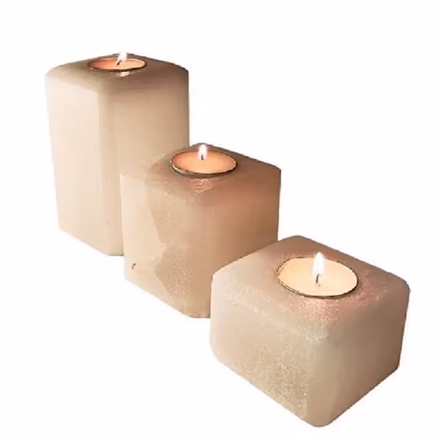 جا شمعی سنگ نمک مکعبی  