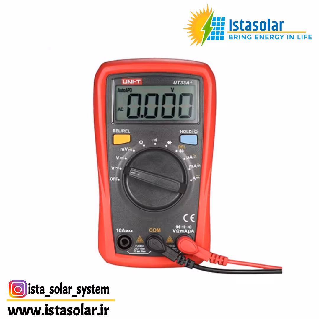 مولتی متر  UT33A دارای توانایی اندازه گیری خازن تا 2 میلی فاراد و توانایی تست اتصال کوتاه