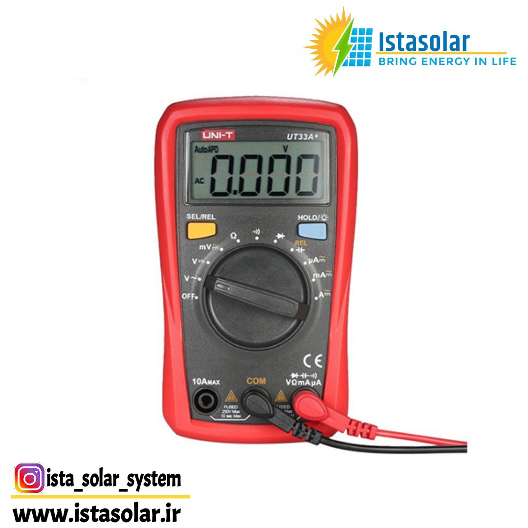 مولتی متر  UT33A دارای توانایی اندازه گیری خازن تا 2 میلی فاراد و توانایی تست اتصال کوتاه