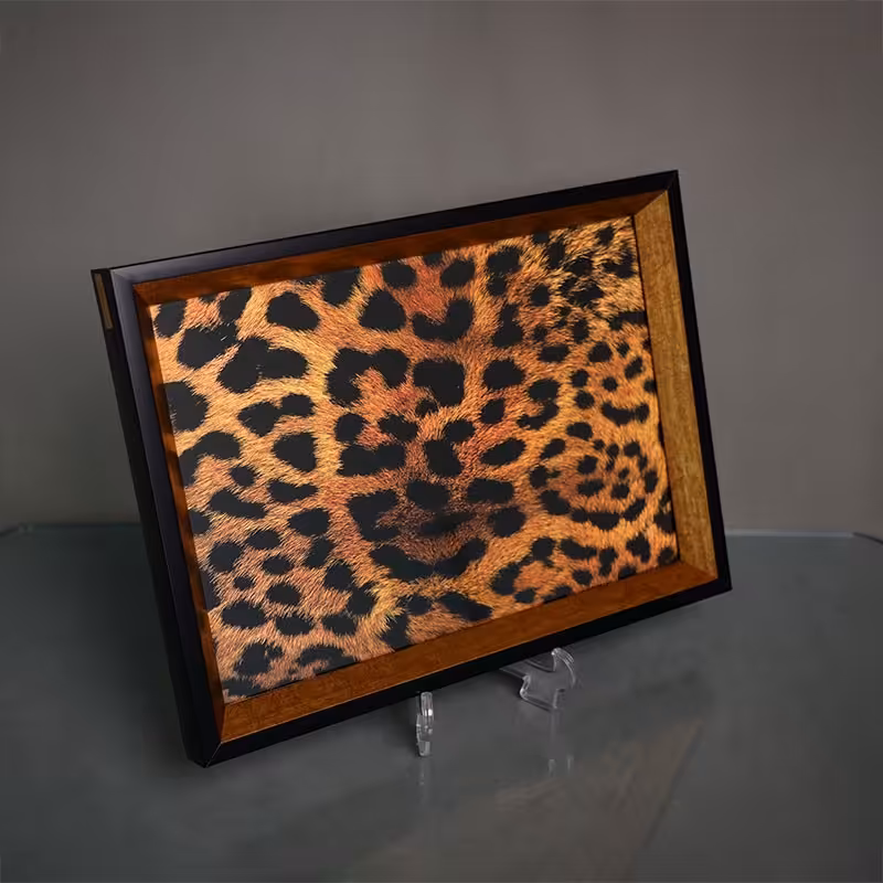 سینی مستطیل چرمی طرح پلنگی