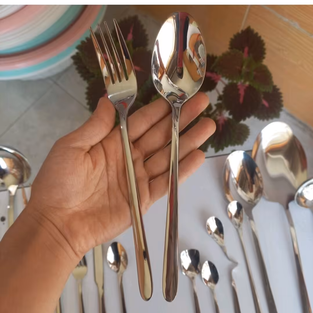 سرویس قاشق چنگال یونیک مدل دونا استیل آهنربا نگیر 24 نفره( طرح های دونا ناخنی ماینز )