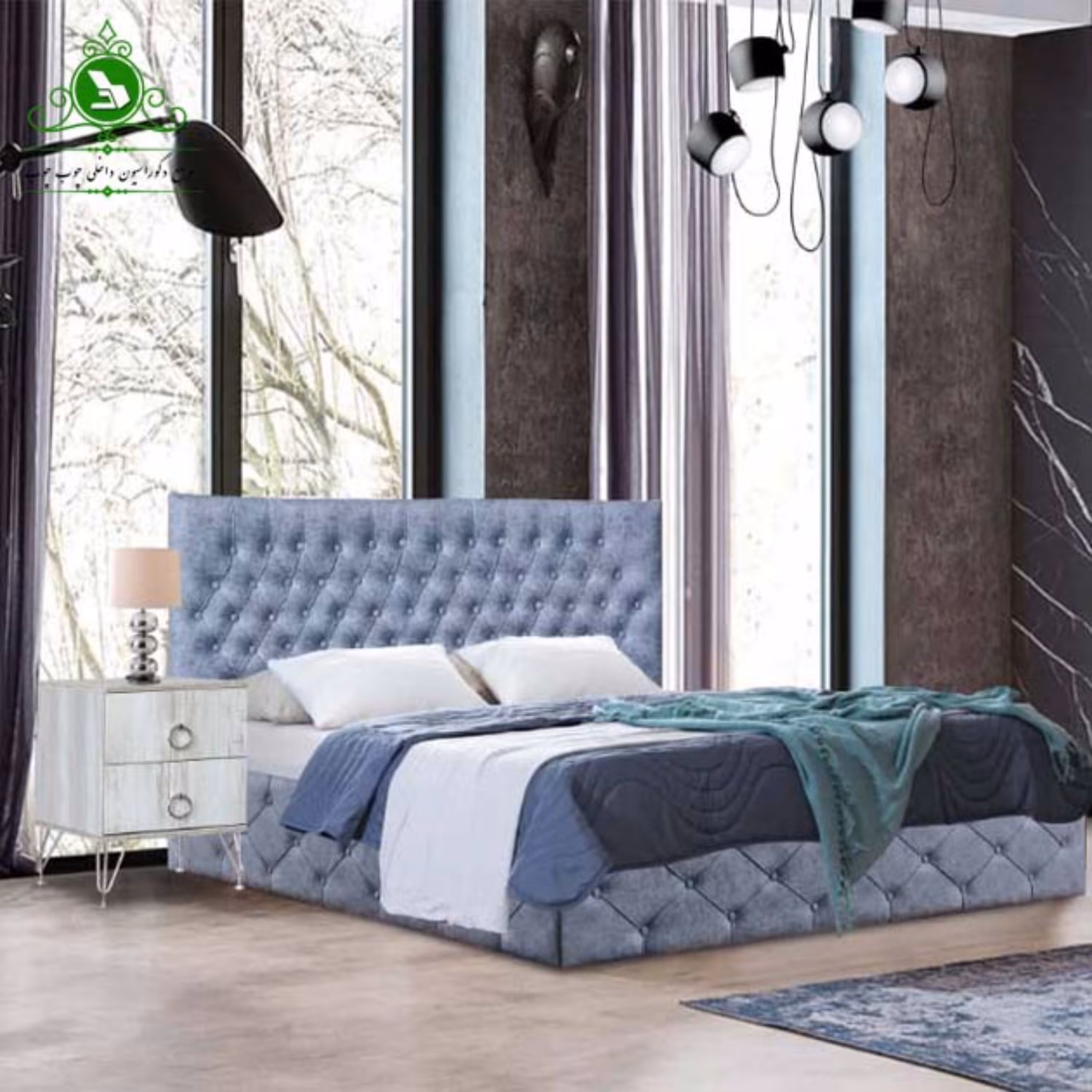 تخت خواب دو نفره عرض 180 سانت مدل چستر با کفی و تشک  (پرداخت کرایه پس از تحویل)