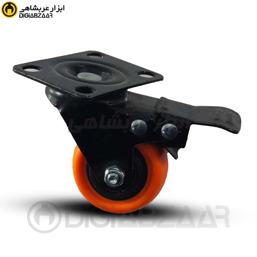 چرخ 5 سانتیمتری گردان ترمزدار بلبرینگی نارنجی