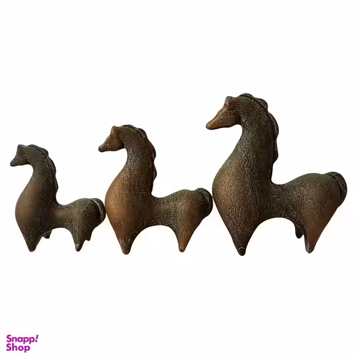 مجسمه مدل اسب سرامیکی طرح پتینه مجموعه 3 عددی