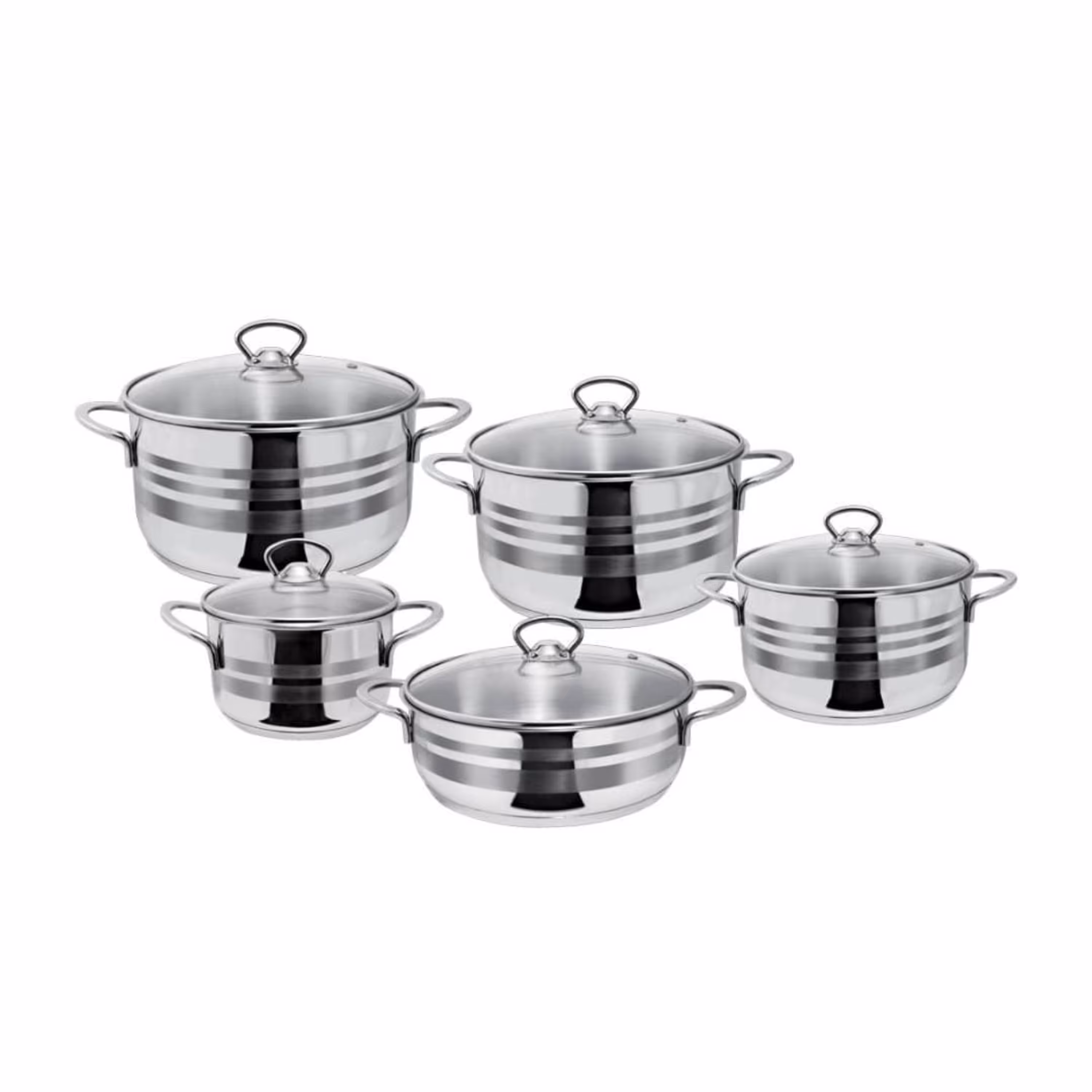 سرویس قابلمه 10پارچه داخل گرانیت دسته استیل