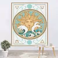 پوستر پارچه ای طرح تپستری ماه و خورشید کد 036