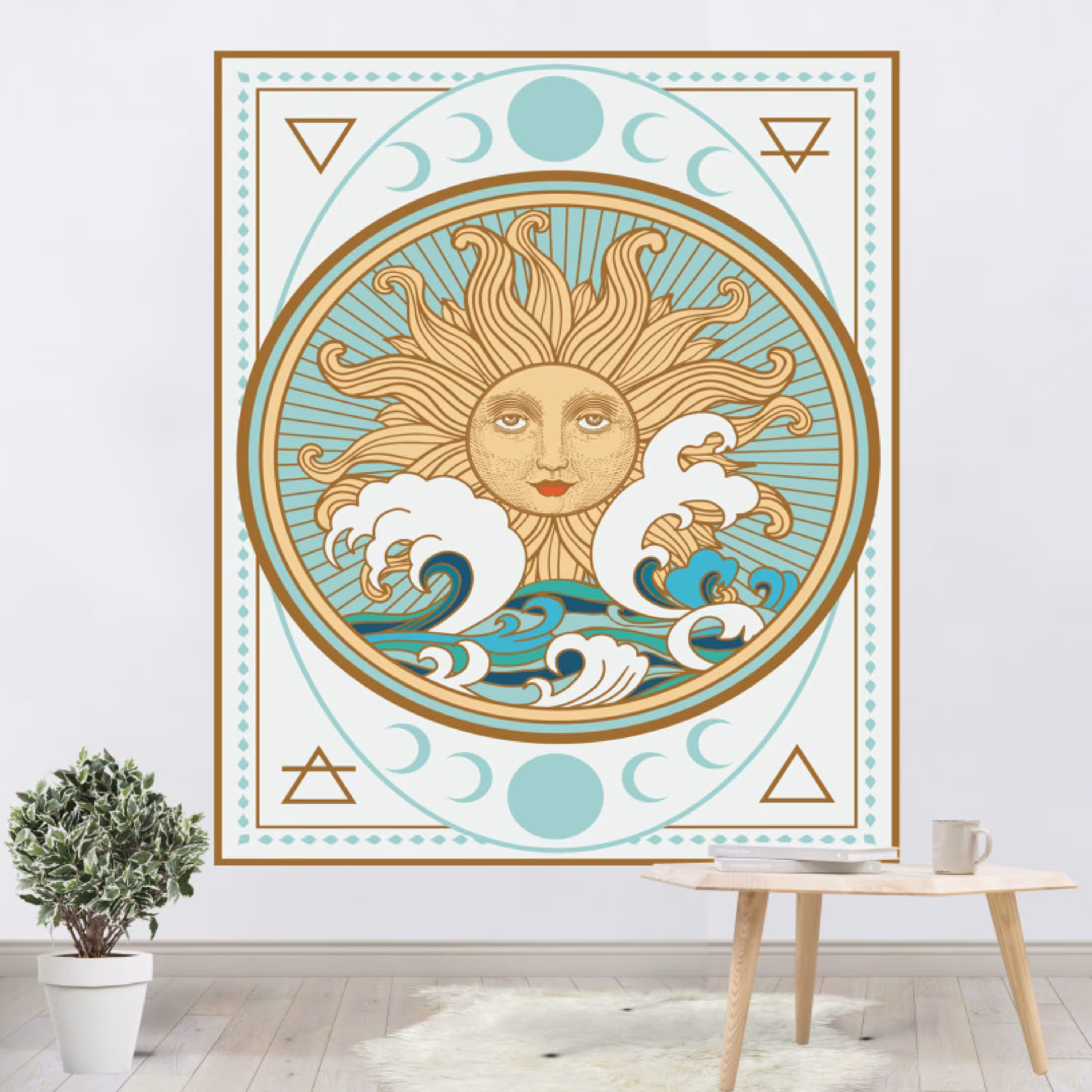 پوستر پارچه ای طرح تپستری ماه و خورشید کد 036