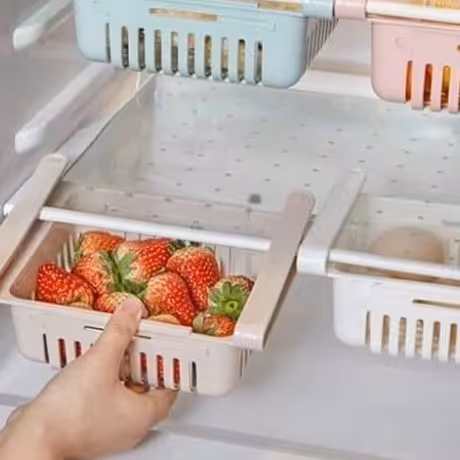 شلف یخچال سایز 15 در 20 دارای رنگبندی از جنس پلاستیک فشرده