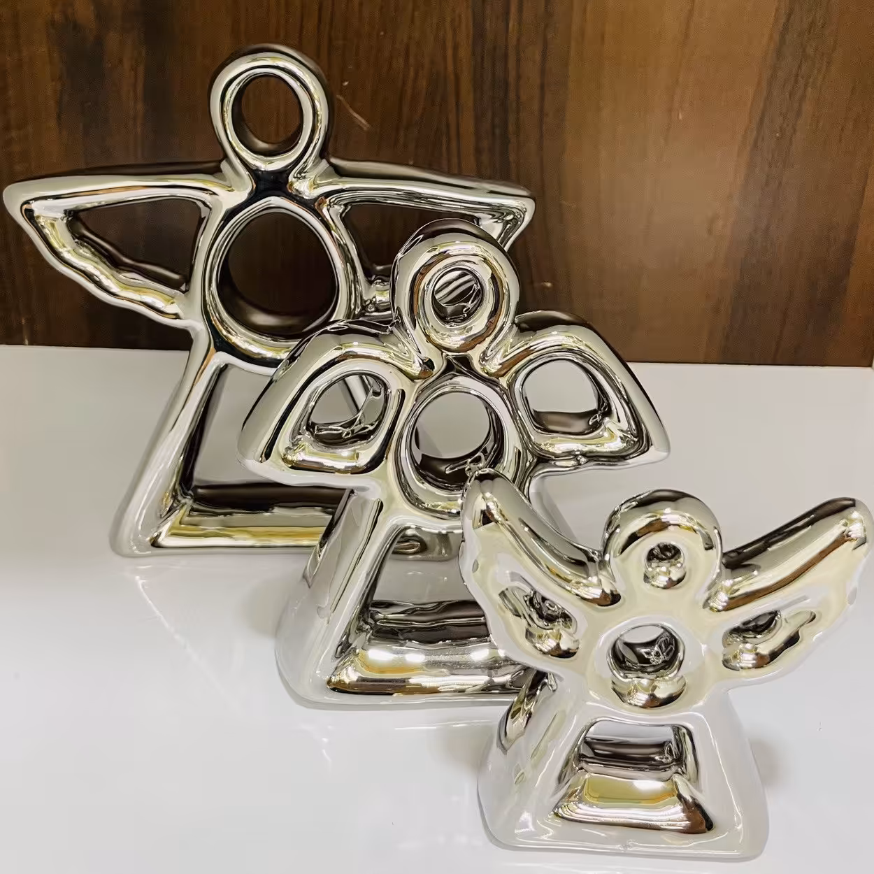 مجسمه سرامیکی طلایی طرحدفرشته 3 تایی