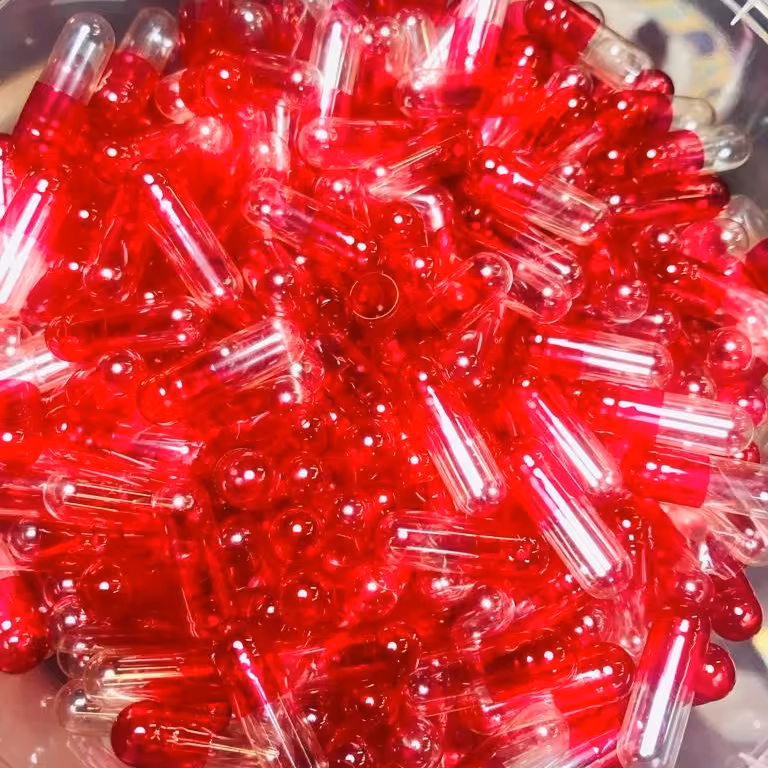 پوکه خالی ژلاتینی - 250 میل (سایز یک) 130 هزار عددی رنگ قرمز شفاف