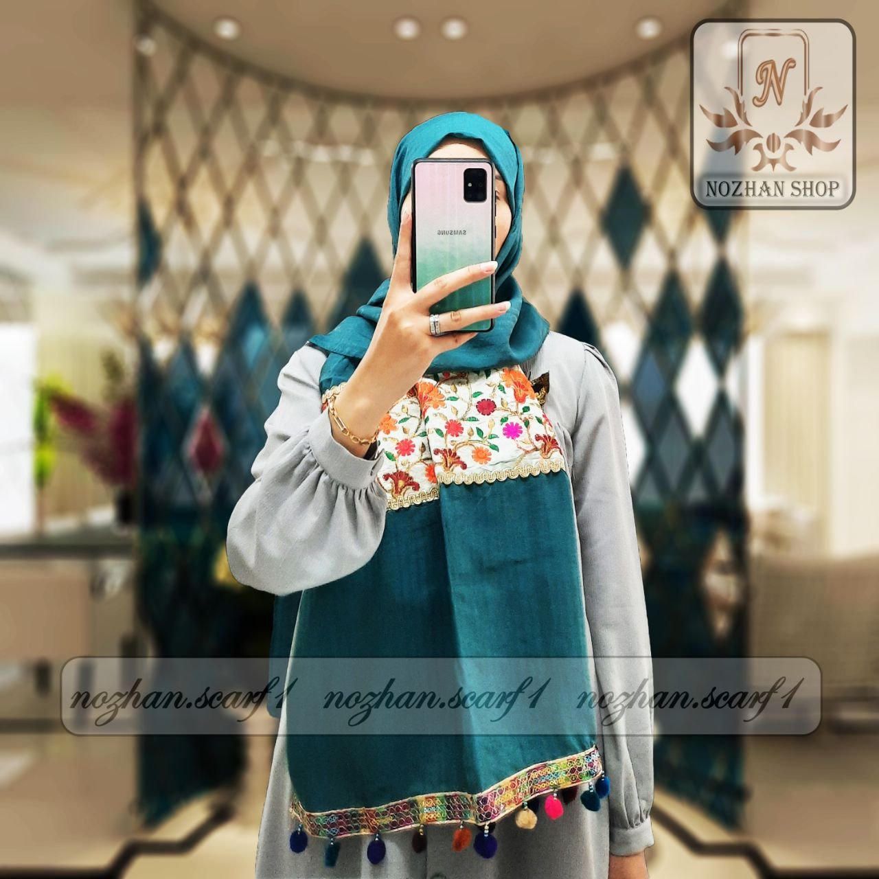 شال مزونی خرجکار هندی کد(286a)