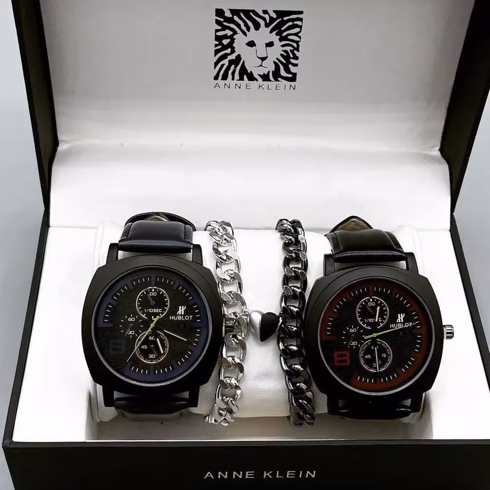 ست ساعت و دستبند پک ساعت و دستبند باکس ساعت و دستبند ست ساعت مردانه و زنانه ساعت کادو ولنتاین ساعت شیک