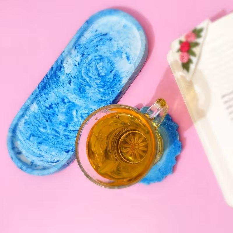 ست زیرلیوانی و سینی کوچک سنگ مصنوعی 