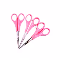 قیچی ابرو  مدل ژانومه  دسته صورتی تیغه صاف و خم