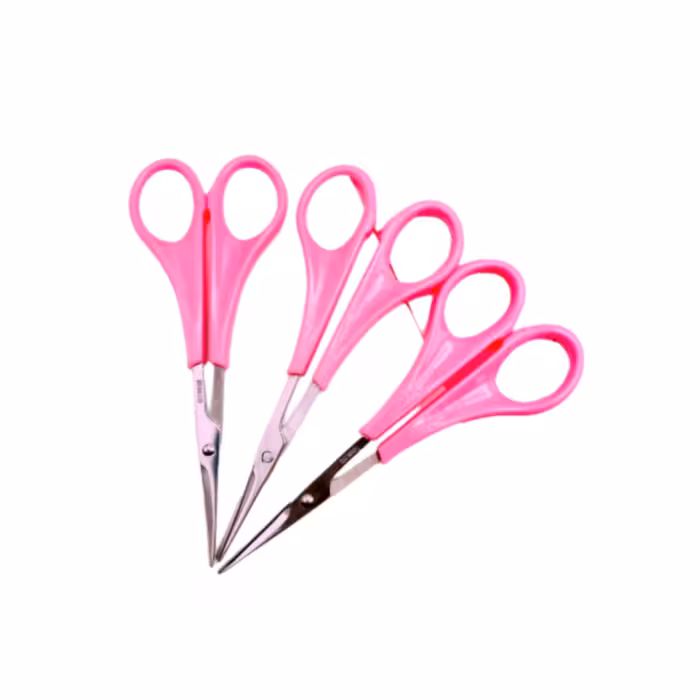 قیچی ابرو  مدل ژانومه  دسته صورتی تیغه صاف و خم