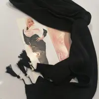 شال مشکی  برشکا منگوله دار 