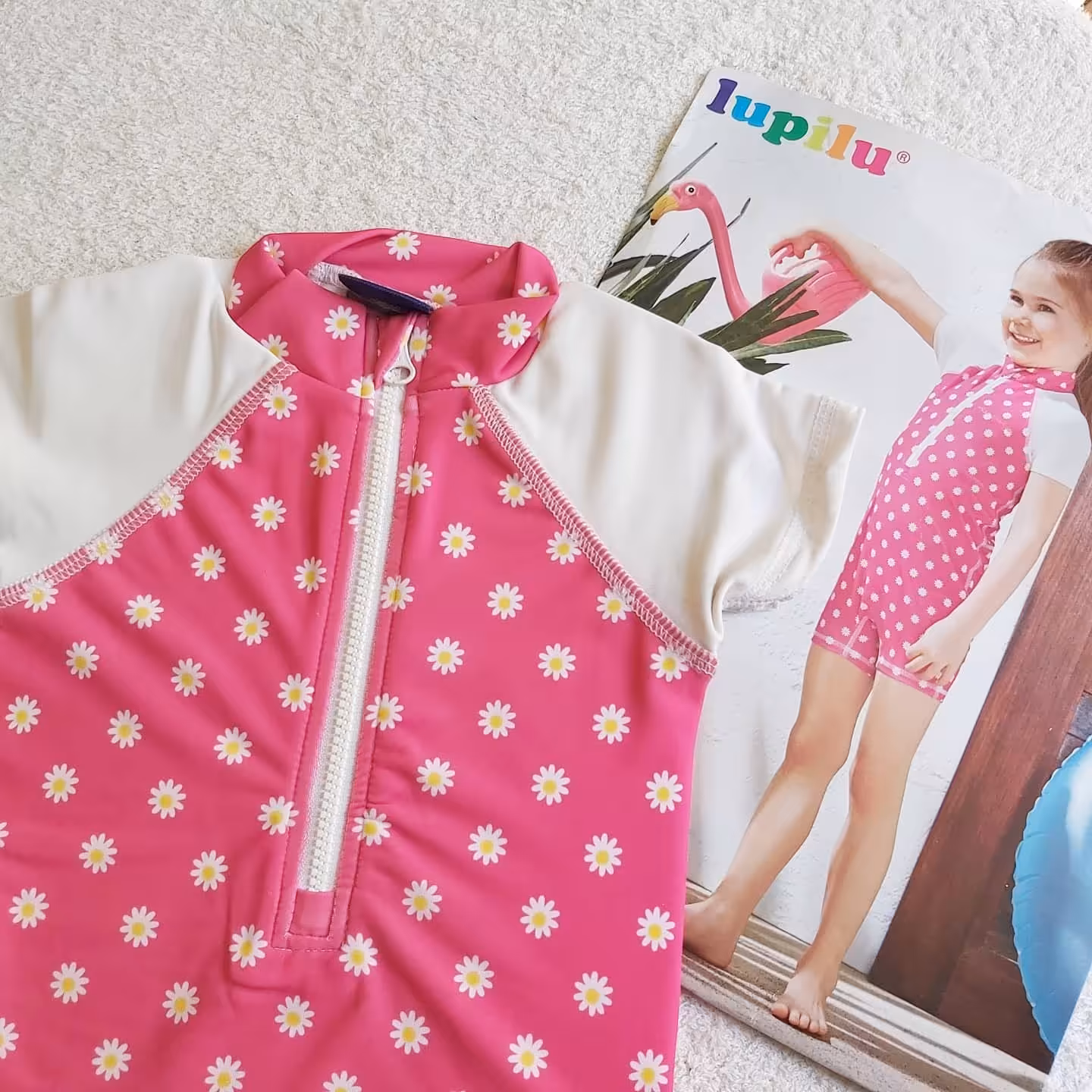 مایو دخترانه مدل سرهمی و تیشرتی برند لوپیلو سایز 1 تا 2 سال قد کودک 86 تا 92 