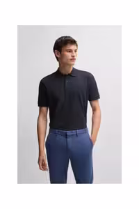 تی شرت یقه پولو آبی مردانه آرم پنبه ارگانیک گل دوزی شده چوگان yaka t shirt BOSS