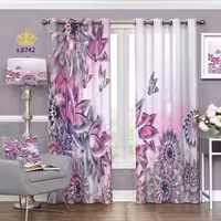 پرده پذیرایی دو قواره طرح گل کد S8742