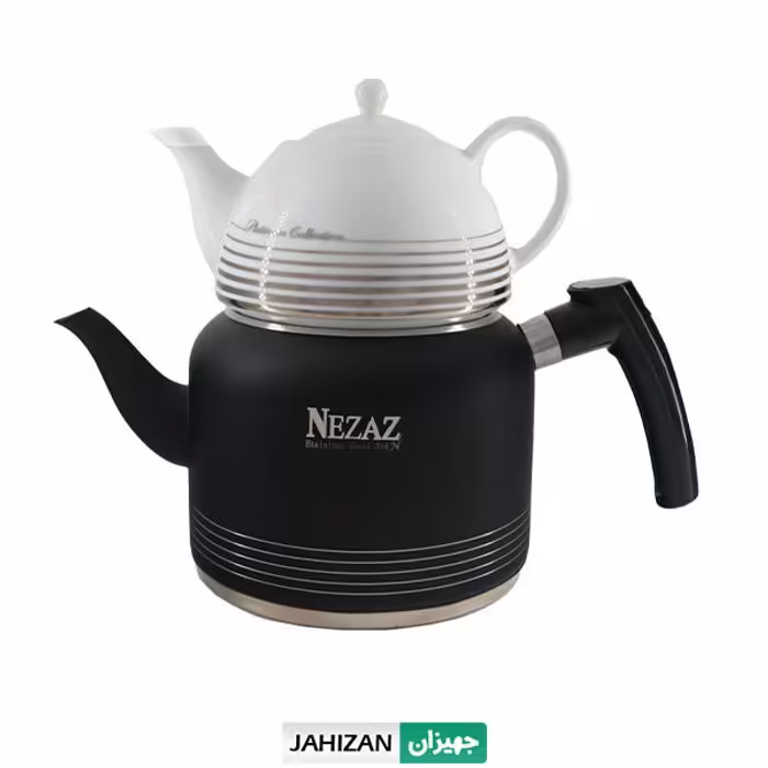 کتری قوری استیل رنگی نزاز کف چدن مدل 2406