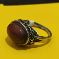 انگشتر مردانه نگین عقیق قرمز  دامله سایز9