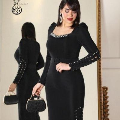 پیراهن مهمانی زنانه کرپ غواصی مدل مجلسی نوا