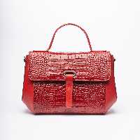 کیف زنانه.چرم طبیعی.نگین کروکو.کد31150C.قرمز .خانه چرم تبریز 