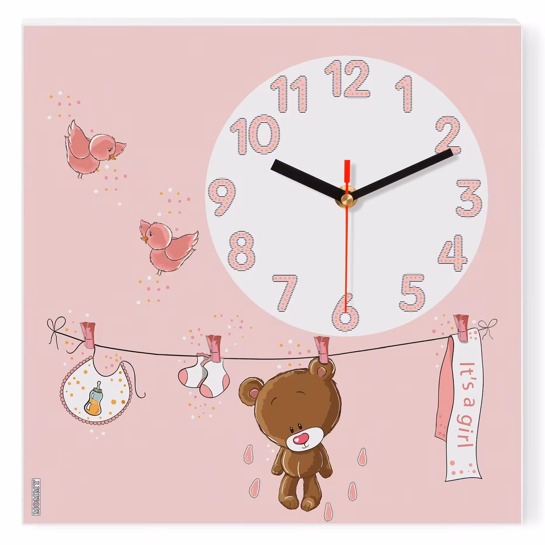 ساعت دیواری کودک MOMMY طرح خرس و بندرخت کد 3330