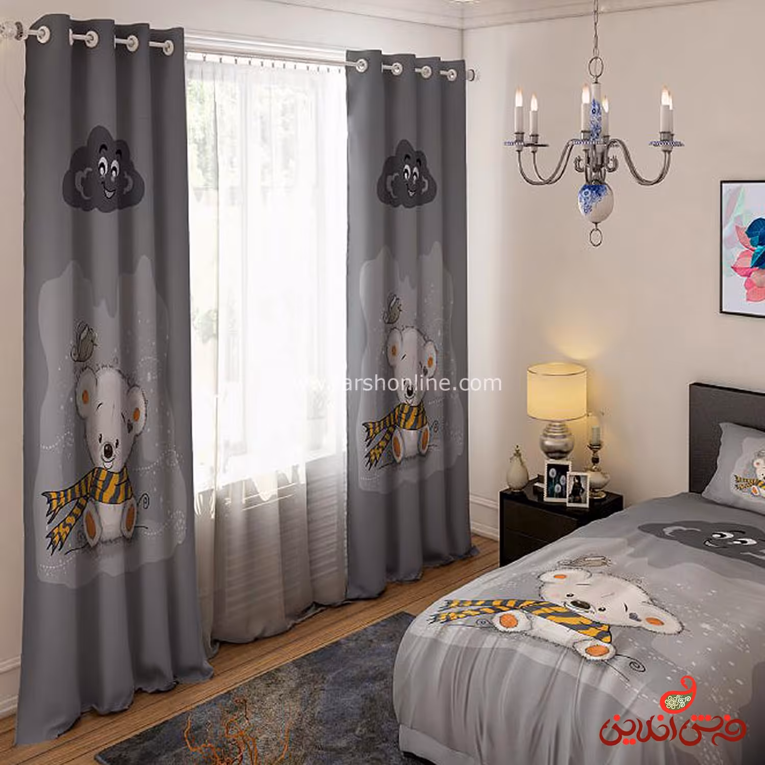 پرده 2 عددی کد 15405/1 طرح خرس