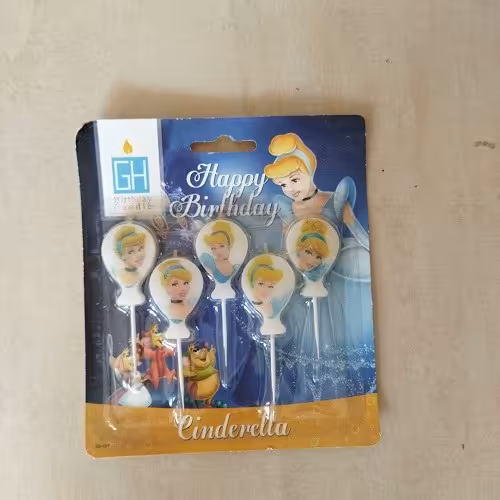 شمع فانتزی تولد سیندرلا بسته 5 عددی