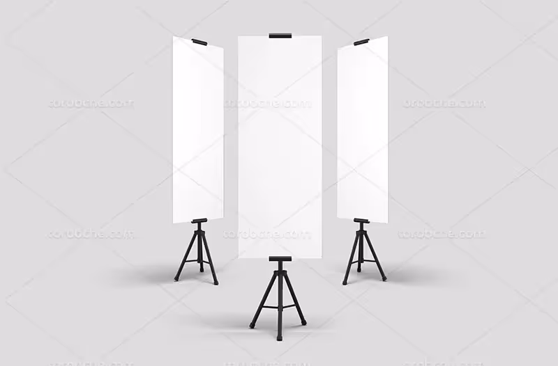 طرح موکاپ بنر استند از زاویه رو به رو | گرافیک با طعم تربچه