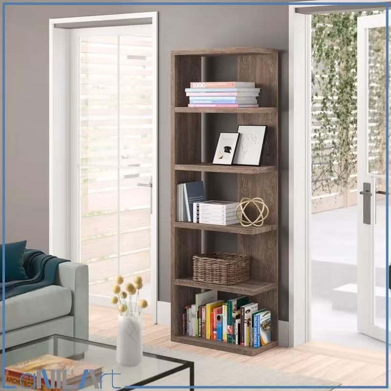 شلف و استند دکوری طرح کتابخانه ایستاده تزئینی 5 طبقه