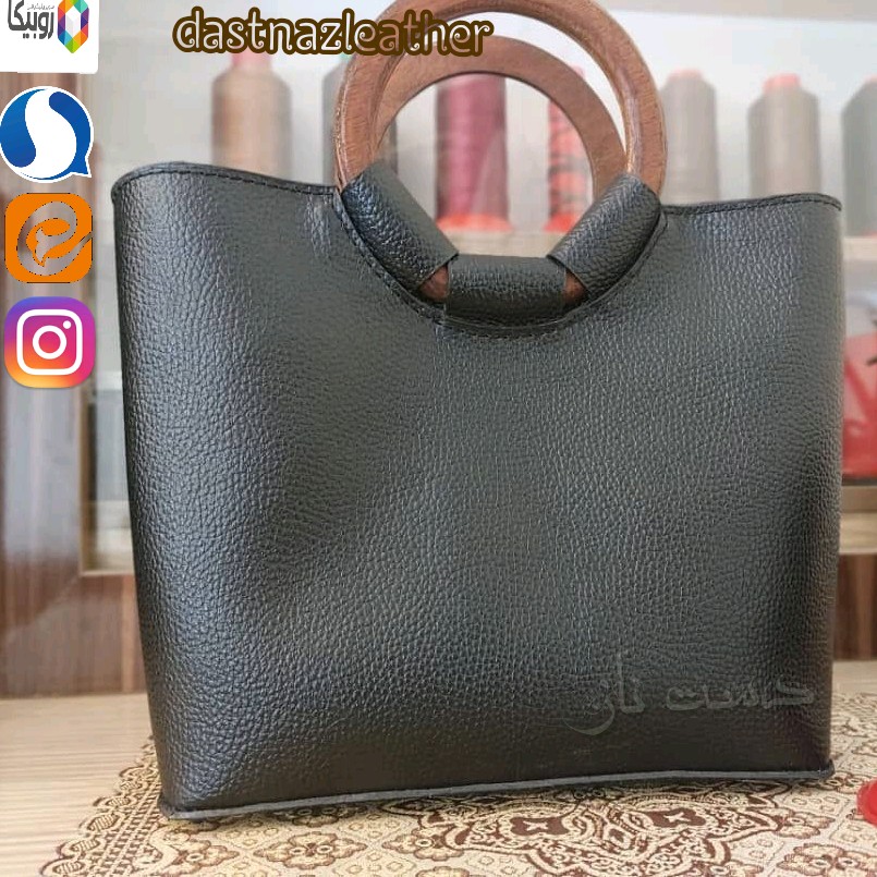 کیف دسته چوبی پک برش خورده جهت دوخت دست دوز همراه با یراق