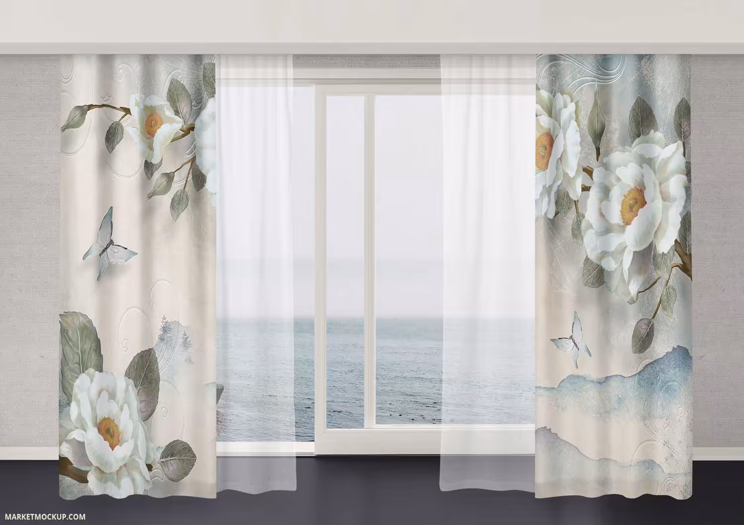 پرده تصویری طرح گل تزئینی