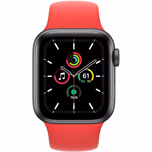 سری اس ای آلومینیوم 44 میلیمتری مردانه قاب مشکی با بند اسپرت قرمز - Hiapple.ir