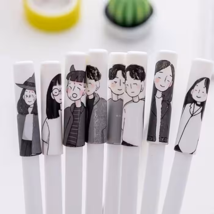 پک دو عددی روان نویس کاپل طرح دختر پسر وارداتی دارای جوهر مشکی    ست رواننویس دو تایی دختر پسر  