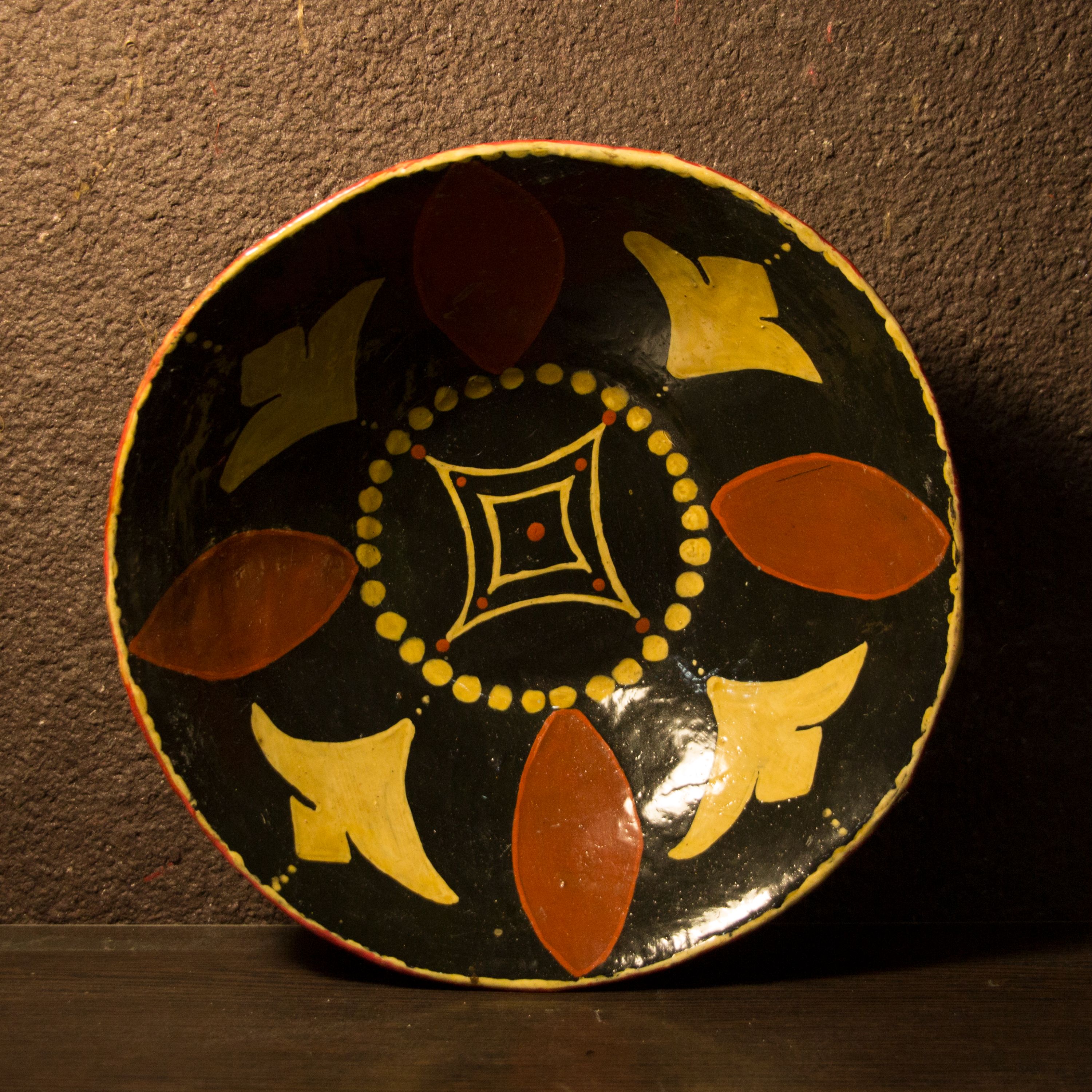 کاسه ی پاپیه ماشه طرح ترنج چهار پر کد 014-130202