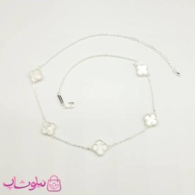 گردنبند زنانه ونکلیف سفید آبکاری نقره کیفیت مستر کد 430