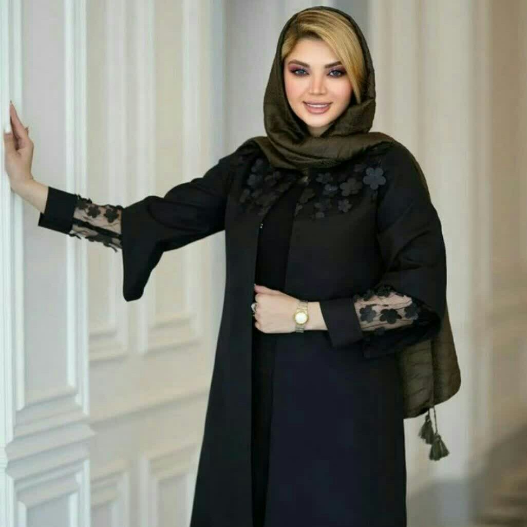 مانتو زنانه مجلسی گل وشکوفه تور جنس کرپ پلاس درجه یک