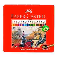 خرید مداد رنگی فابر کاستل 24 رنگ مدل classic جعبه فلزی