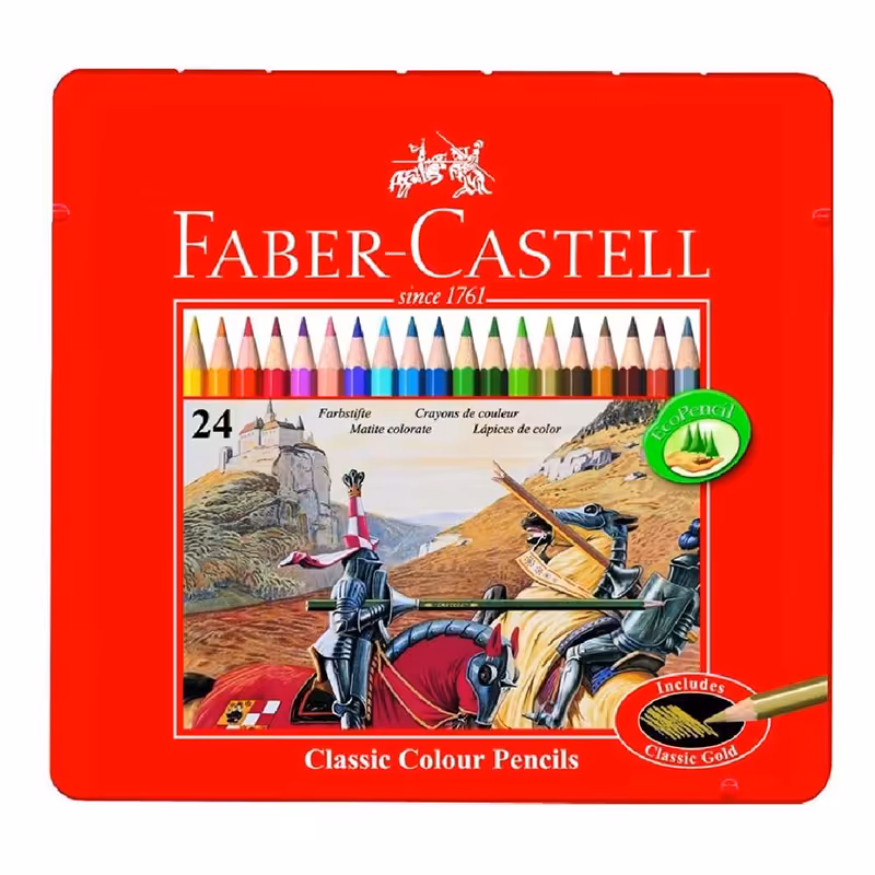 خرید مداد رنگی فابر کاستل 24 رنگ مدل classic جعبه فلزی