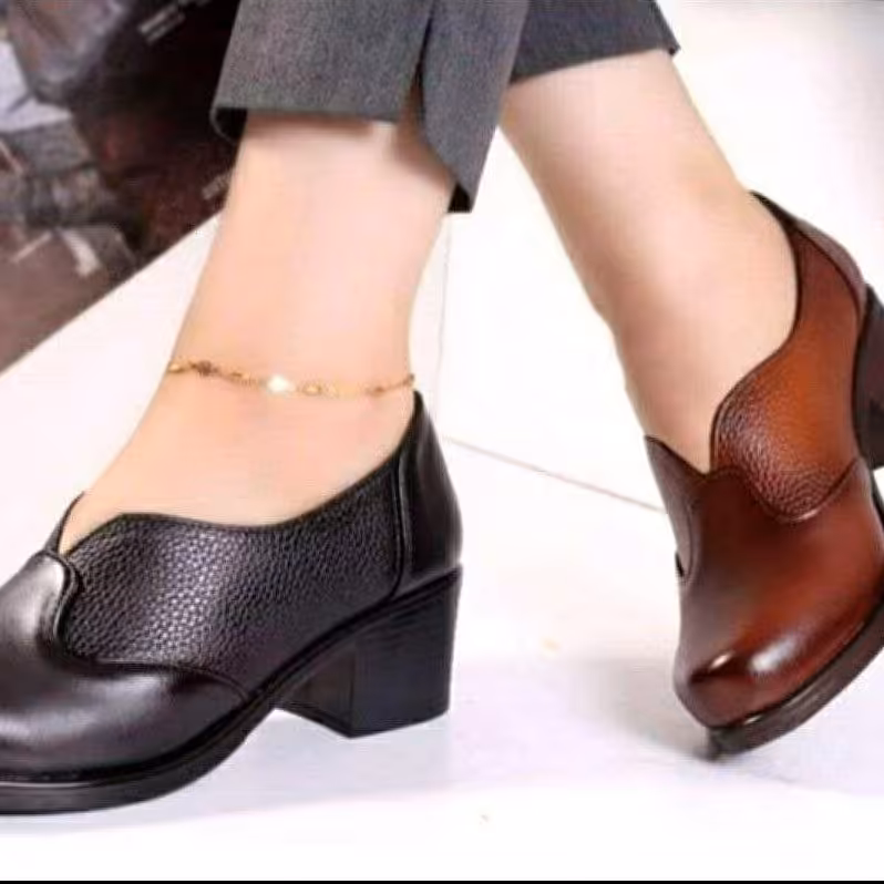 کفش زنانه پاشنه دار زیره پیو سایز 37 تا 40 رنگ مشکی و عسلی مدل ارغوان