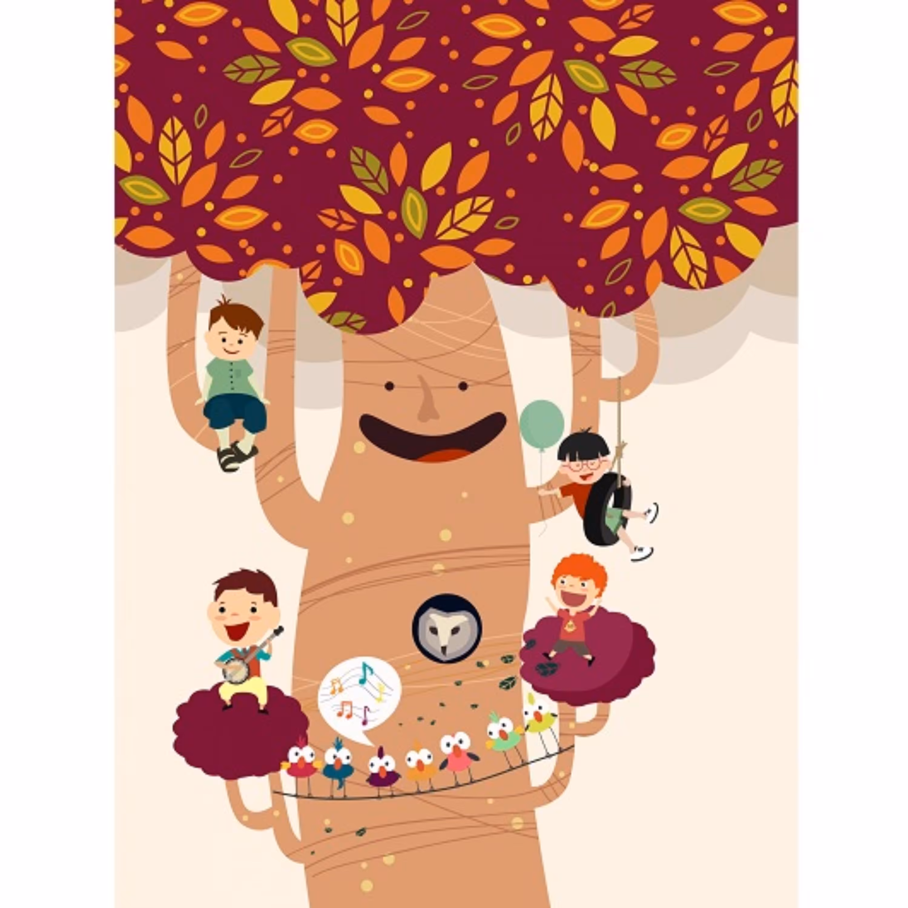 دفتر نقاشی فانتزی40برگ فنری-سایز A4-جلد دو رو گلاسه260 گرم-طرح  درخت شادی