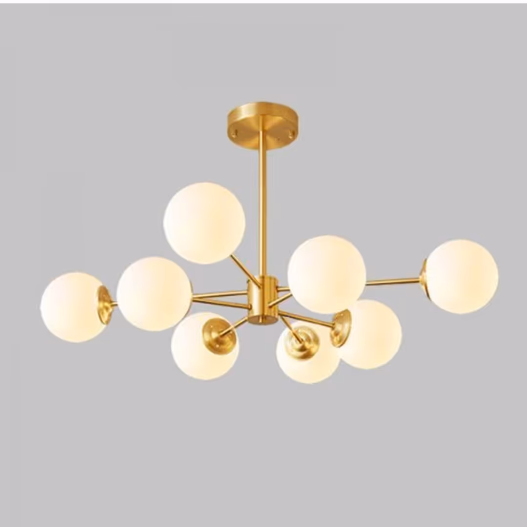 لوستر حبابی 8 شعله طلایی مات 