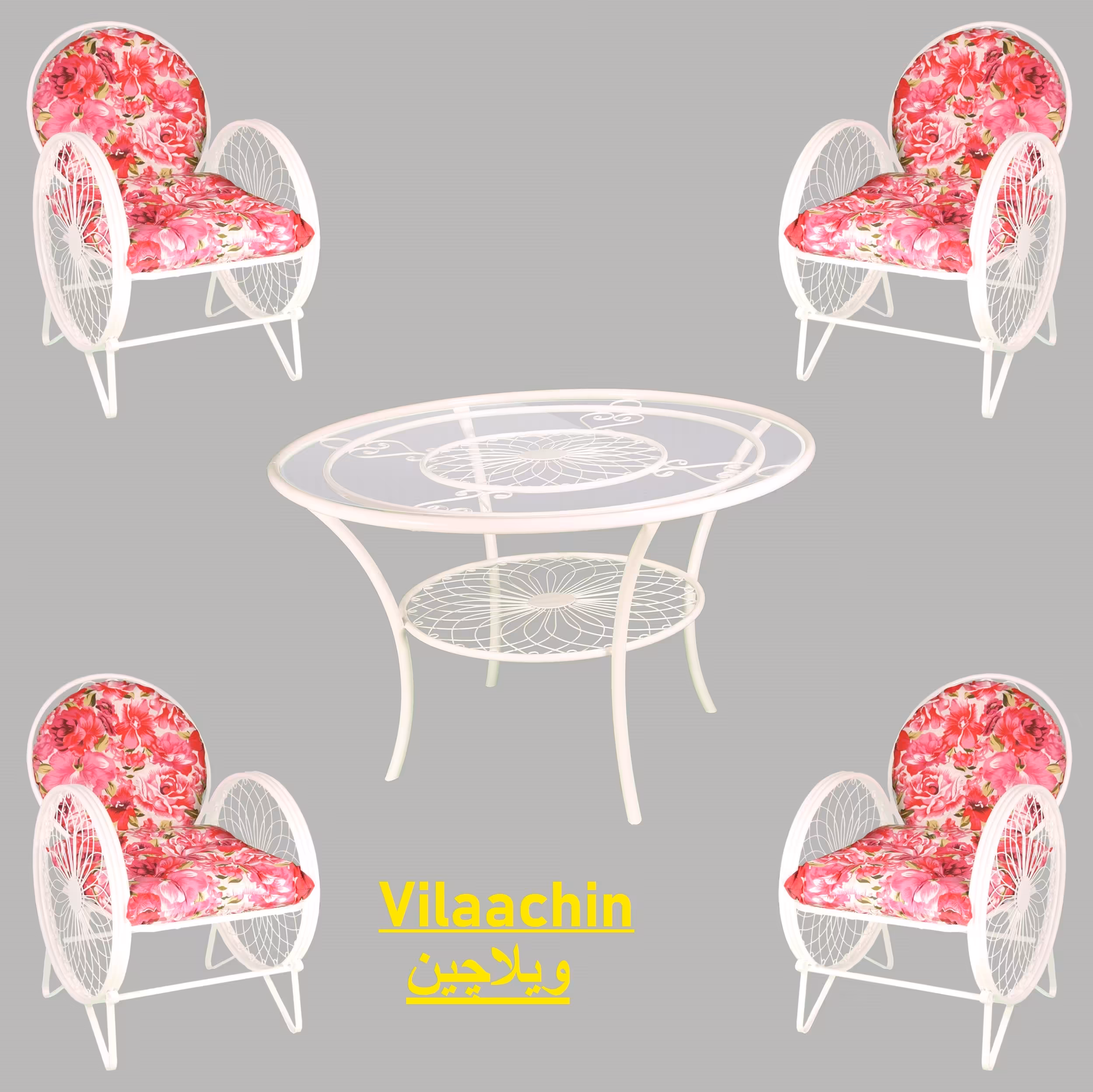 میز صندلی ویلایی ست 4 نفره مدل گلبرگ (پس کرایه)