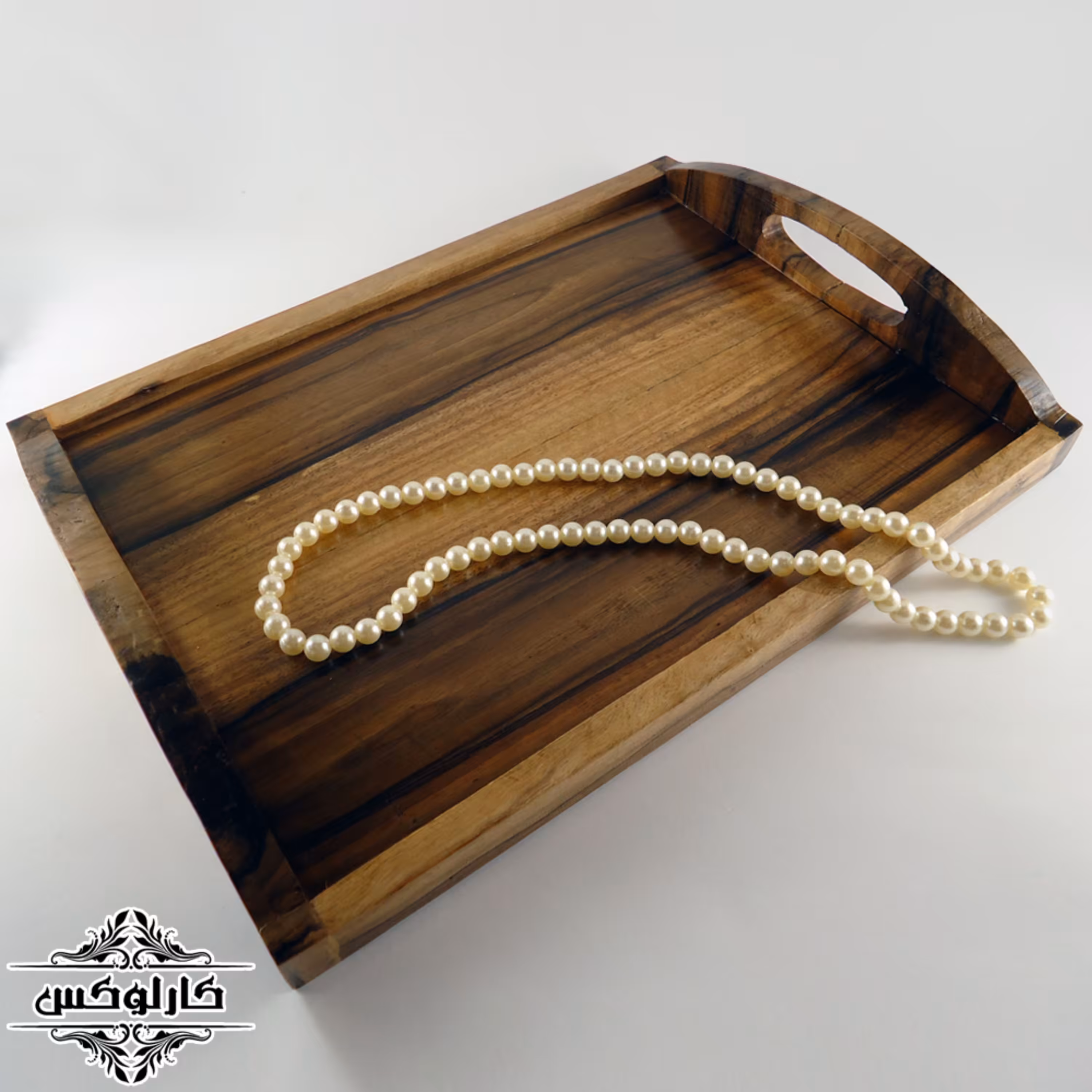 سینی چوبی بزرگ با دسته چوبی