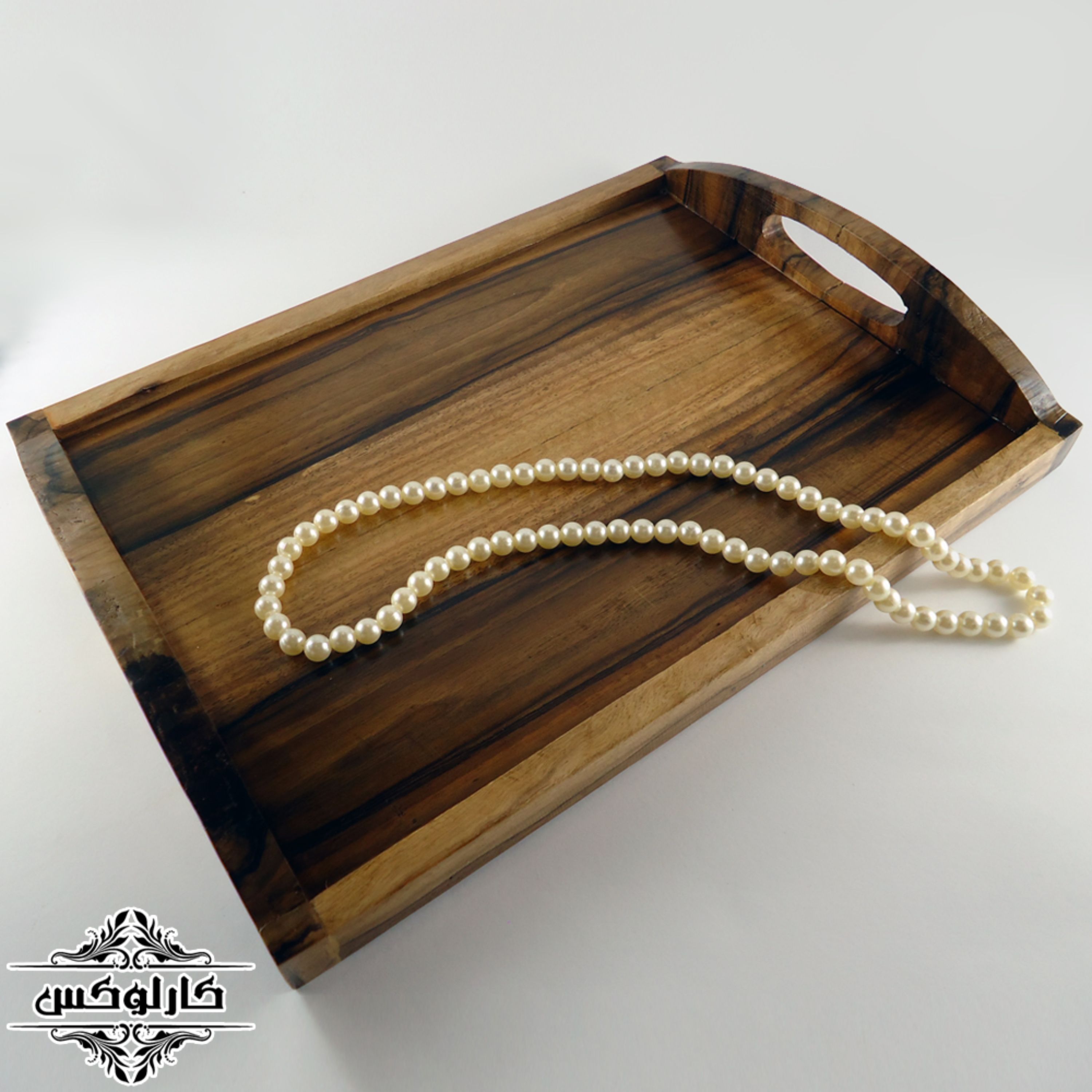 سینی چوبی بزرگ با دسته چوبی