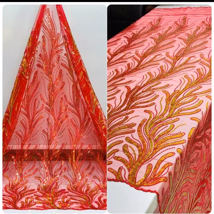 پارچه دانتل کله مورچه ای پولک دوزی 2