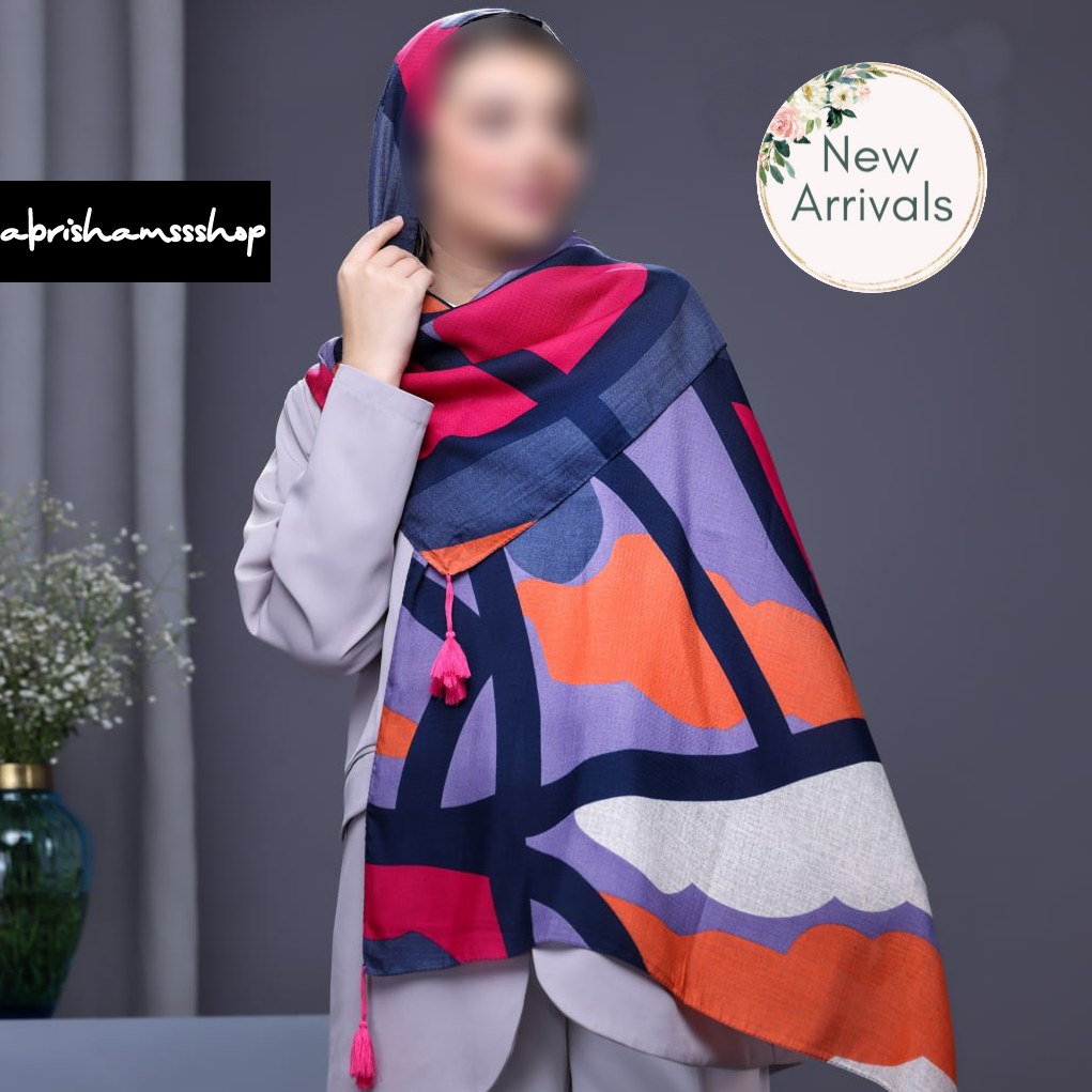 شال نخی بهاره تابستانه منگوله دار در 3 ترکیب رنگ مختلف